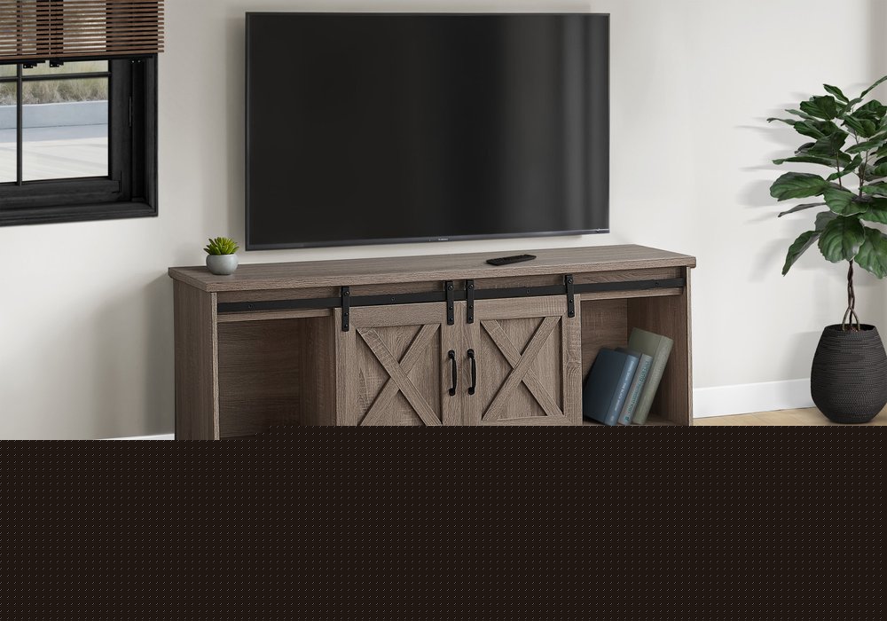 59" Deep Taupe Cabinet Enclosed Storage TV Stand