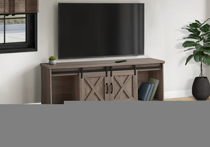 59" Deep Taupe Cabinet Enclosed Storage TV Stand