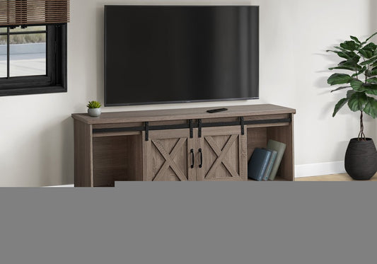 59" Deep Taupe Cabinet Enclosed Storage TV Stand