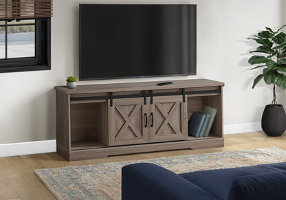 59" Deep Taupe Cabinet Enclosed Storage TV Stand