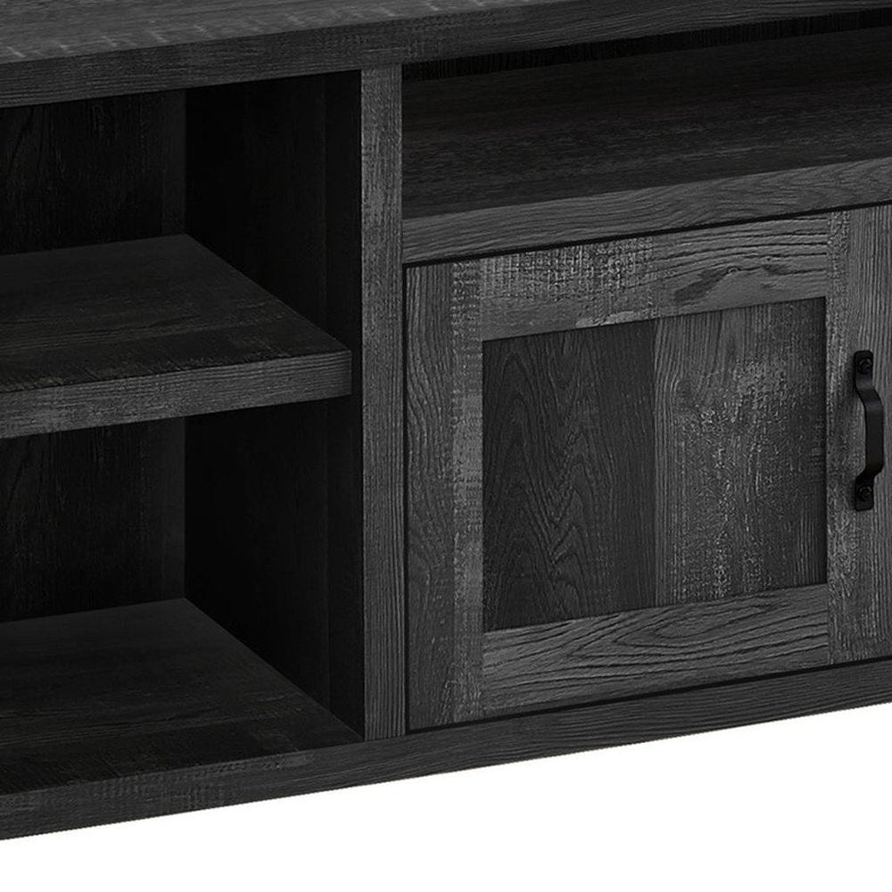59" Black Cabinet Enclosed Storage TV Stand