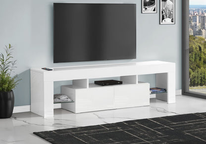 63" White Cabinet Enclosed Storage TV Stand
