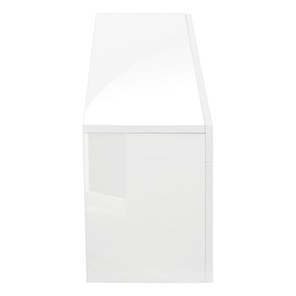 63" White Cabinet Enclosed Storage TV Stand