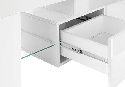 63" White Cabinet Enclosed Storage TV Stand