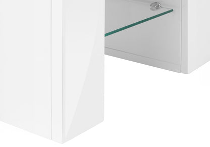 63" White Cabinet Enclosed Storage TV Stand
