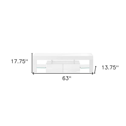 63" White Cabinet Enclosed Storage TV Stand