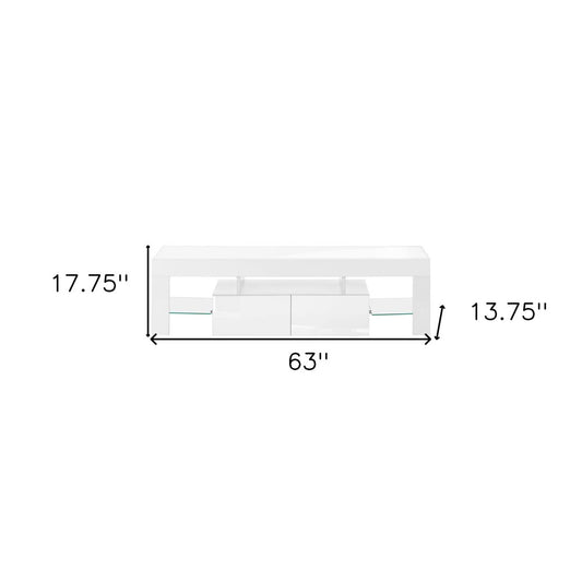 63" White Cabinet Enclosed Storage TV Stand