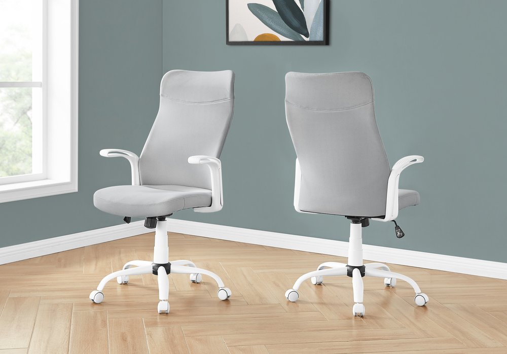Gray and White Rolling Drafting Chair