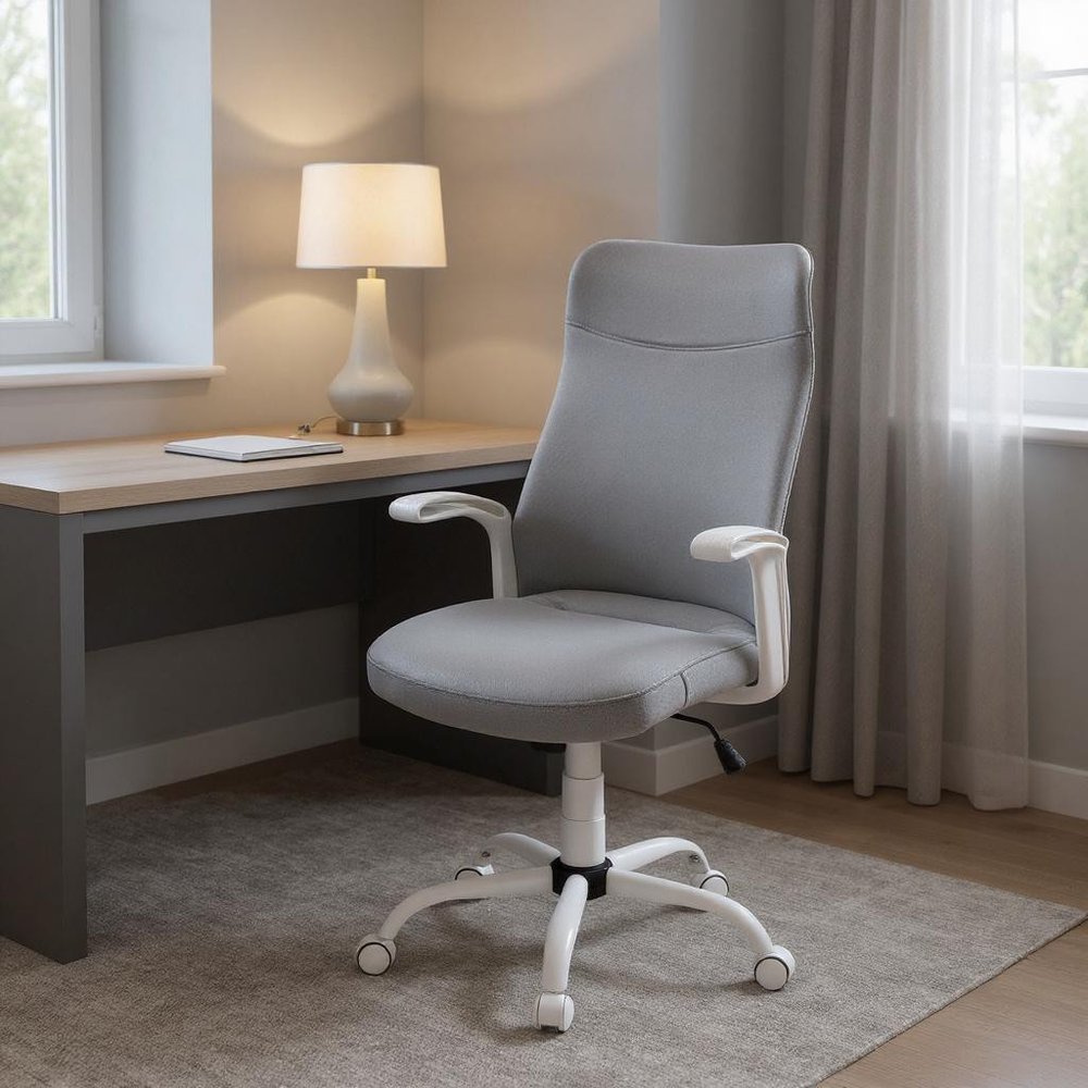 Gray and White Rolling Drafting Chair