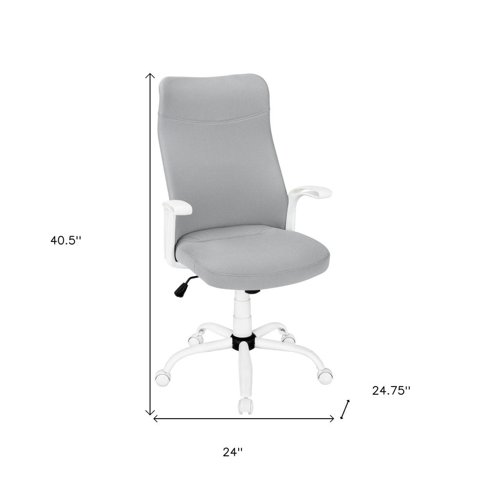 Gray and White Rolling Drafting Chair