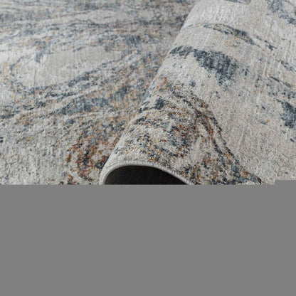 5' X 8' Beige and Blue Abstract Power Loom Area Rug