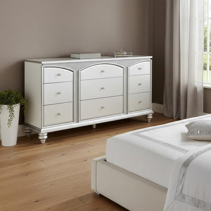 66" Platinum Manufactured Wood Nine Drawer Dresser