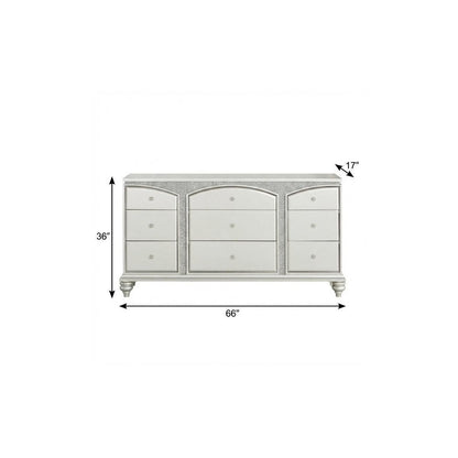 66" Platinum Manufactured Wood Nine Drawer Dresser