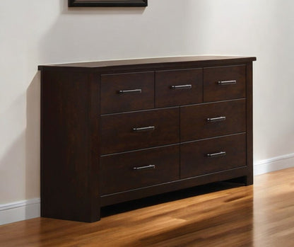 55" Mahogany Seven Drawer Double Dresser