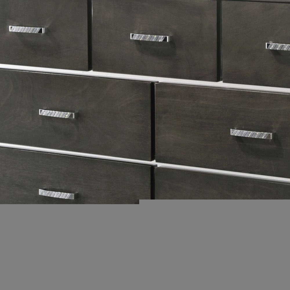 58" Gray Solid and Manufactured Wood Seven Drawer Triple Dresser