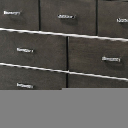 58" Gray Solid and Manufactured Wood Seven Drawer Triple Dresser