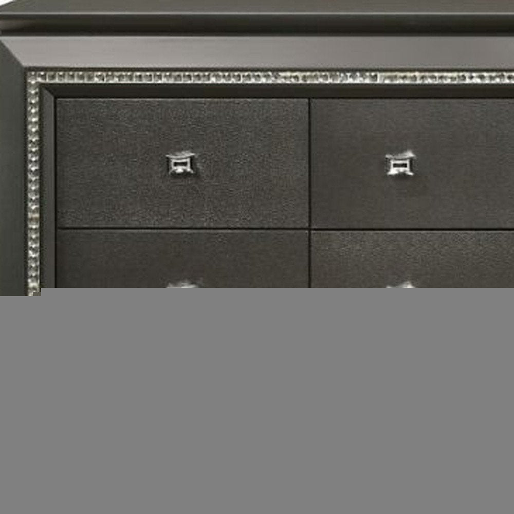 66" Gray Solid and Manufactured Wood Nine Drawer Triple Dresser