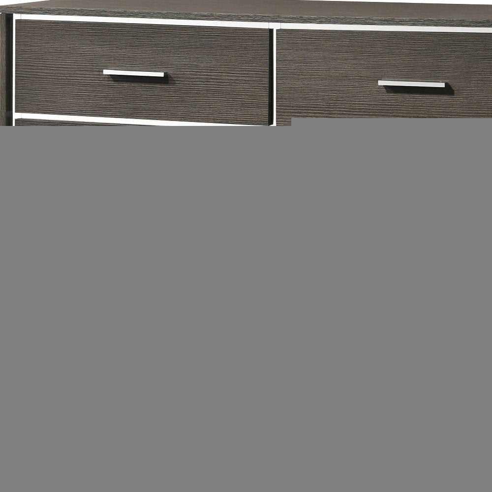 57" Gray Solid and Manufactured Wood Eight Drawer Double Dresser
