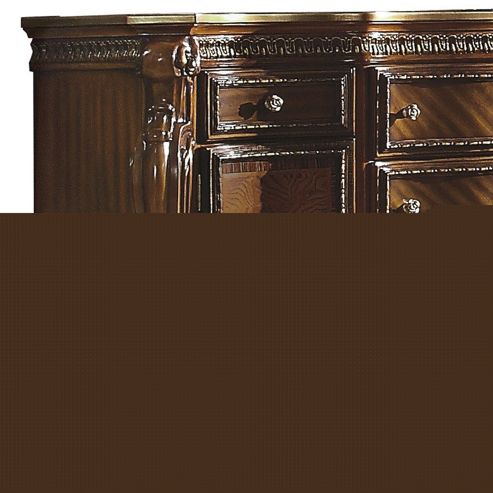 69" Brown Solid and Manufactured Wood Five Drawer Triple Dresser