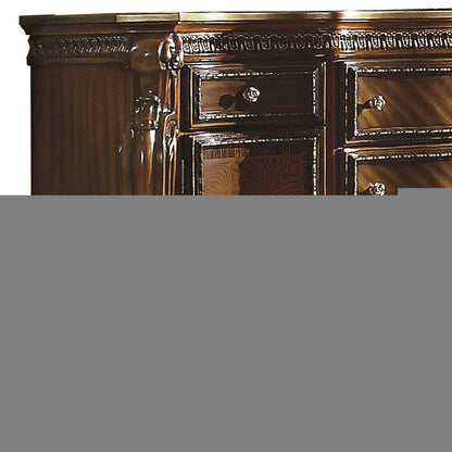 69" Brown Solid and Manufactured Wood Five Drawer Triple Dresser