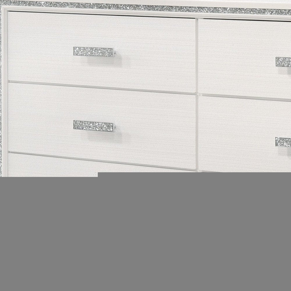 63" White Solid and Manufactured Wood Six Drawer Double Dresser