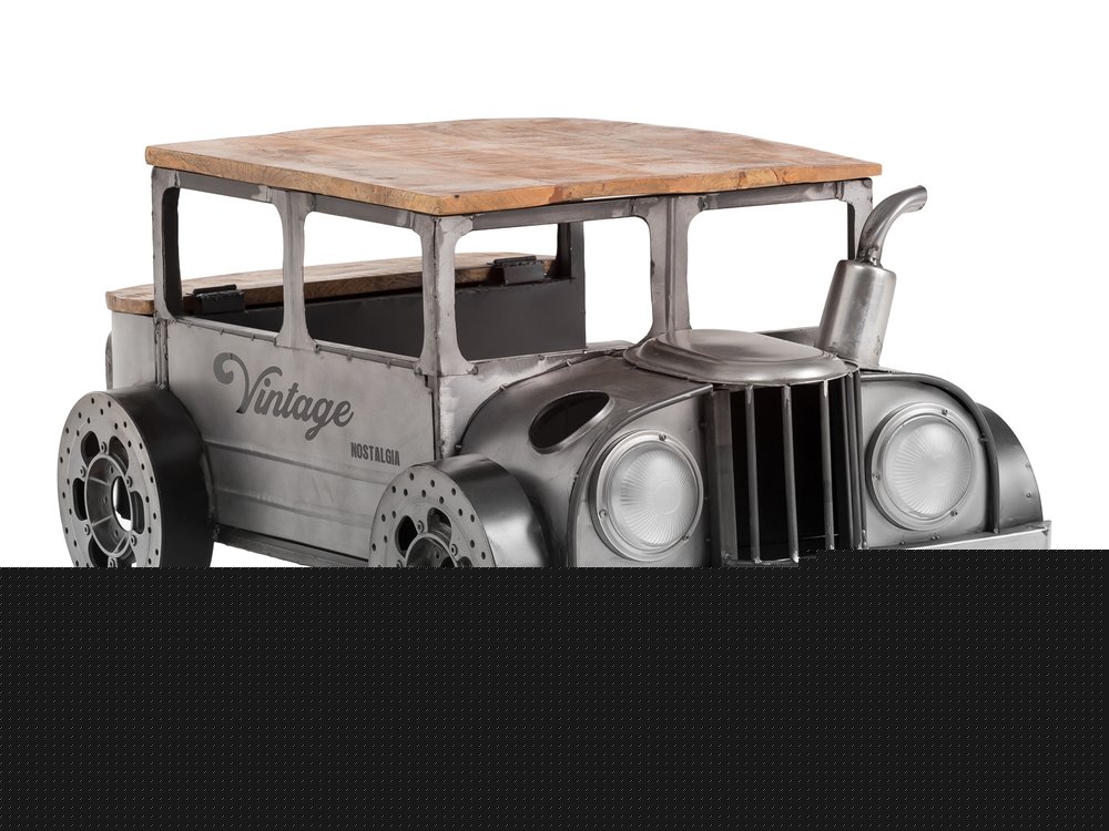 42" Grey And Brown Vintage Style Truck Solid Wood and Metal Coffee Table