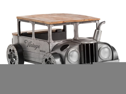 42" Grey And Brown Vintage Style Truck Solid Wood and Metal Coffee Table