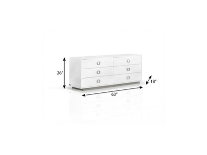 63" White Solid And Manufactured Wood Six Drawer Dresser