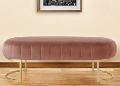 53" Blush and Gold Tufted Velvet Upholstered Bench