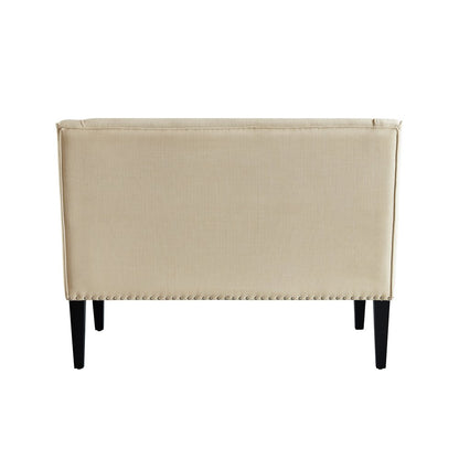 45" Blush And Brown Upholstered Velvet Bench