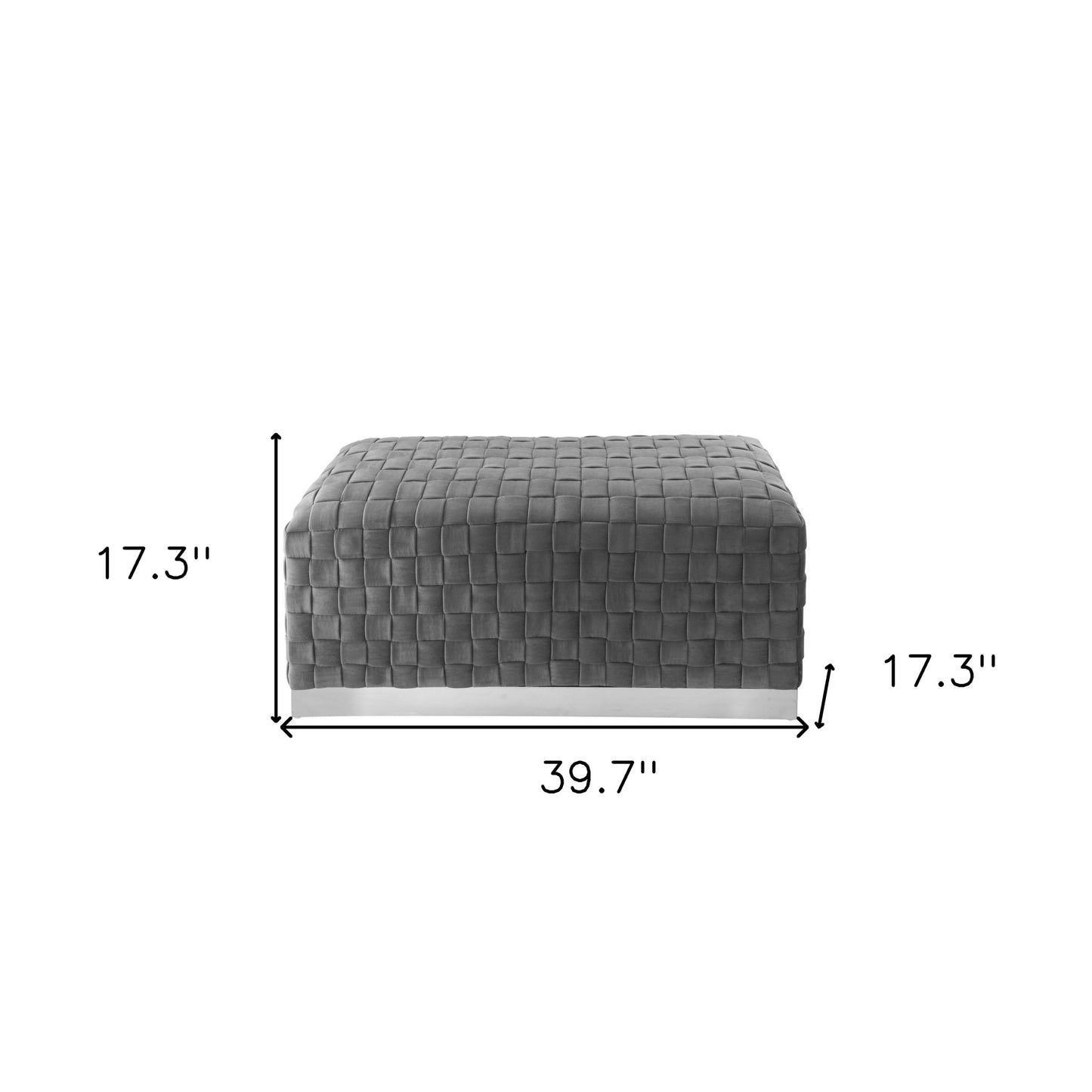40" Gray and Silver Velvet Upholstered Bench