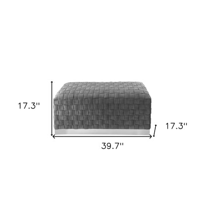 40" Gray and Silver Velvet Upholstered Bench