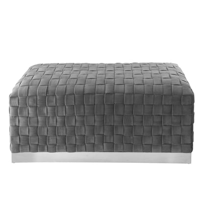 40" Gray and Silver Velvet Upholstered Bench