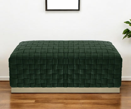 40" Gray and Silver Velvet Upholstered Bench