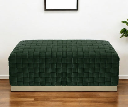40" Gray and Silver Velvet Upholstered Bench