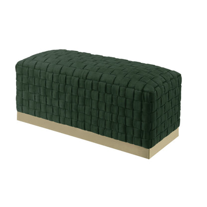 40" Gray and Silver Velvet Upholstered Bench