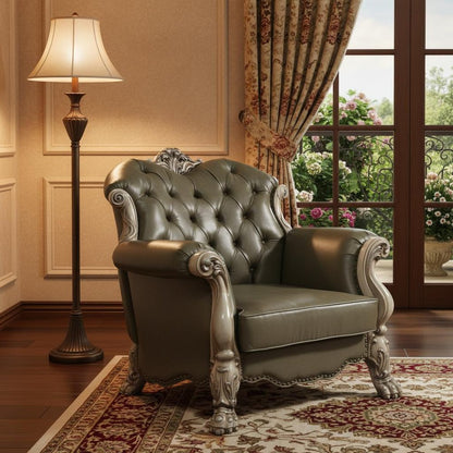 45" Champagne Faux Leather Arm Chair