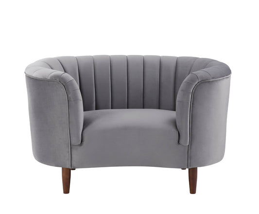 52" Gray and Black Velvet Striped Arm Chair
