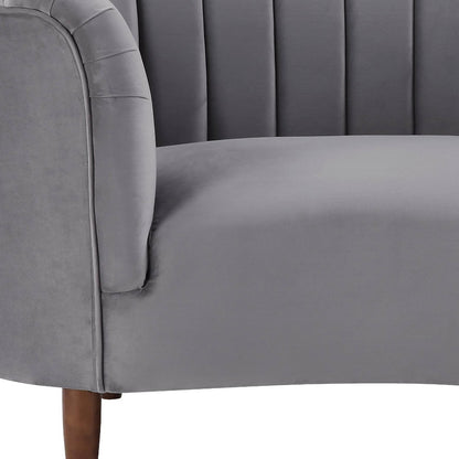 52" Gray and Black Velvet Striped Arm Chair