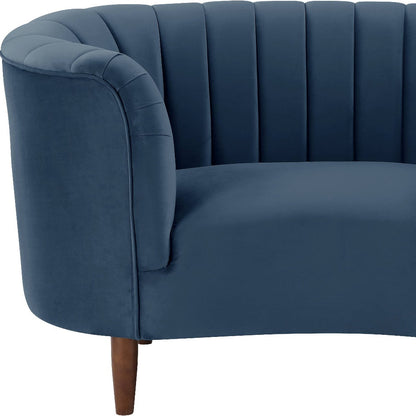 52" Blue and Black Velvet Striped Arm Chair