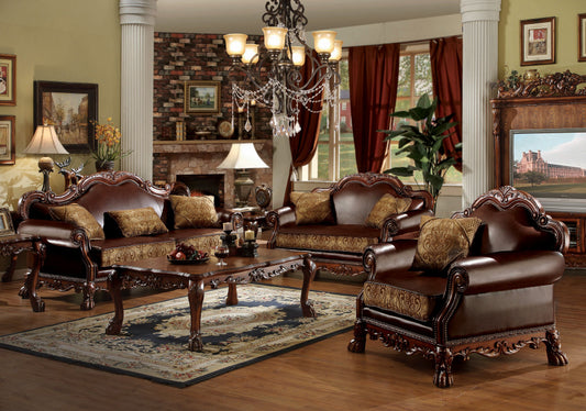 46" Brown and Cherry Blossom Pink Faux Leather Floral Tufted Arm Chair And Toss Pillow