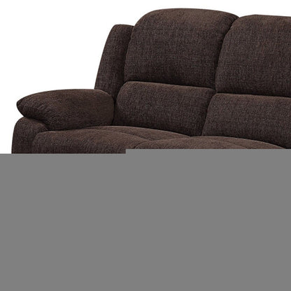 79" Brown Chenille Reclining Sofa With Black Legs