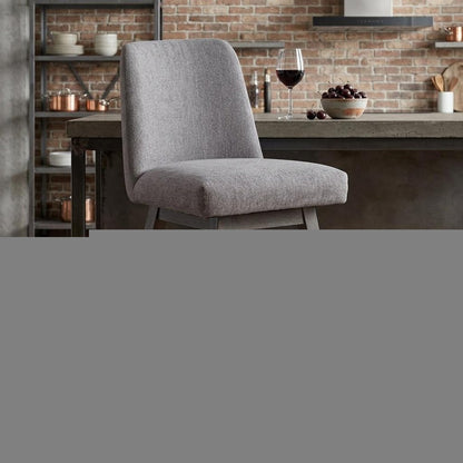 26" Taupe and Gray Solid Wood Counter Height Swivel Bar Chair