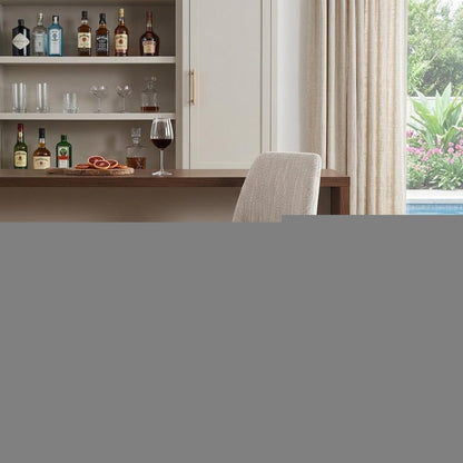 Beige and Brown Solid Wood Bar Height Swivel Bar Chair