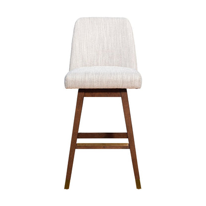 Beige and Brown Solid Wood Bar Height Swivel Bar Chair