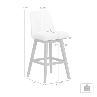 Beige and Brown Solid Wood Bar Height Swivel Bar Chair