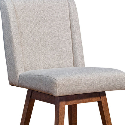 26" Taupe and Brown Solid Wood Swivel Bar Chair