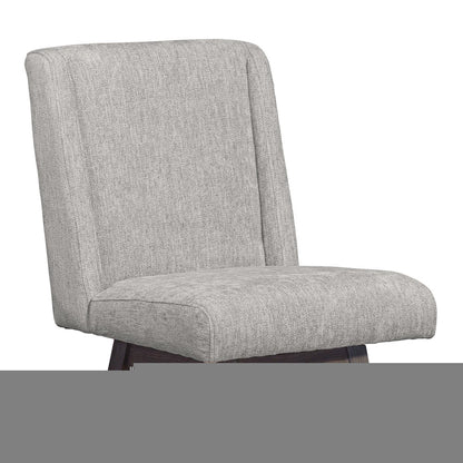 26" Brown and Gray Fabric and Solid Wood Counter Height Swivel Bar Chair
