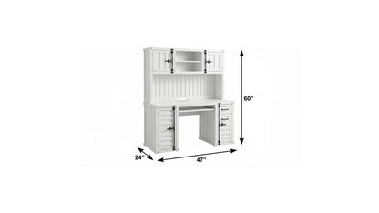 47" White Metal Writing Desk