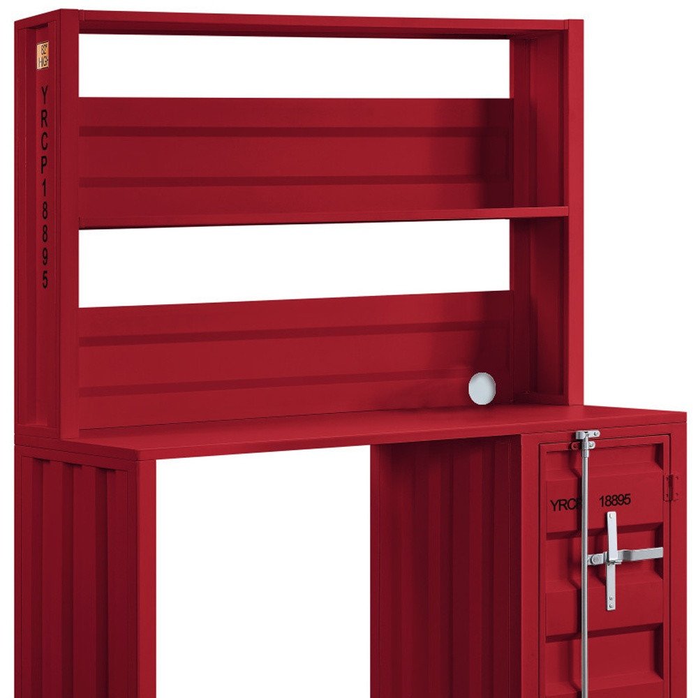 47" Red Iron Writing Desk